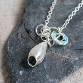 Silver & Enamel Large Hollow Pod Necklace