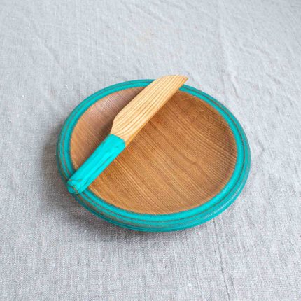 Oak Plate & Knife Set in Turquoise - Image 4