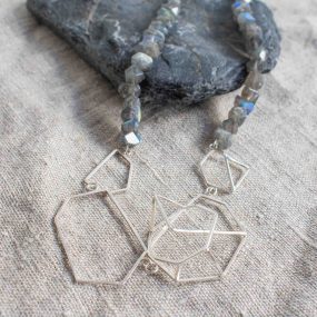 Geometric Silver And Labradorite Necklace