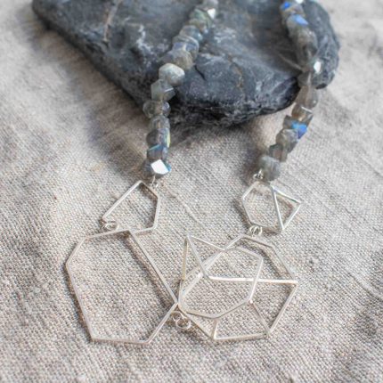 Geometric Silver and Labradorite Necklace