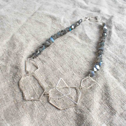 Geometric Silver and Labradorite Necklace - Image 2