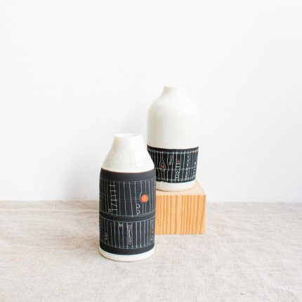 Sgrafitto Bottle with Orange Dots