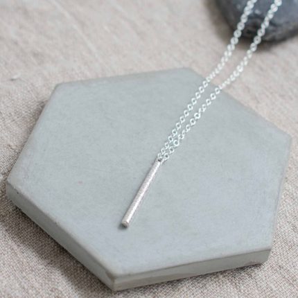 Textured Silver Bar Pendant - Image 2