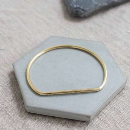 Textured Brass Bar Bangle - Image 5