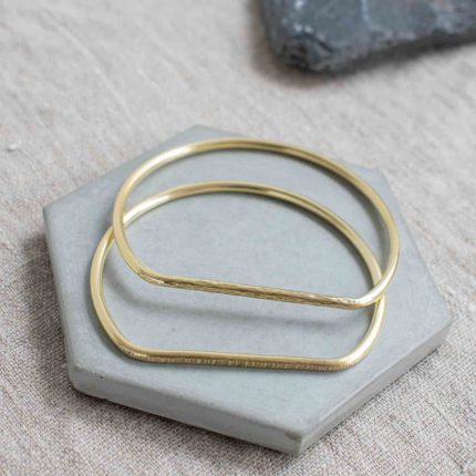 Textured Brass Bar Bangle - Image 6