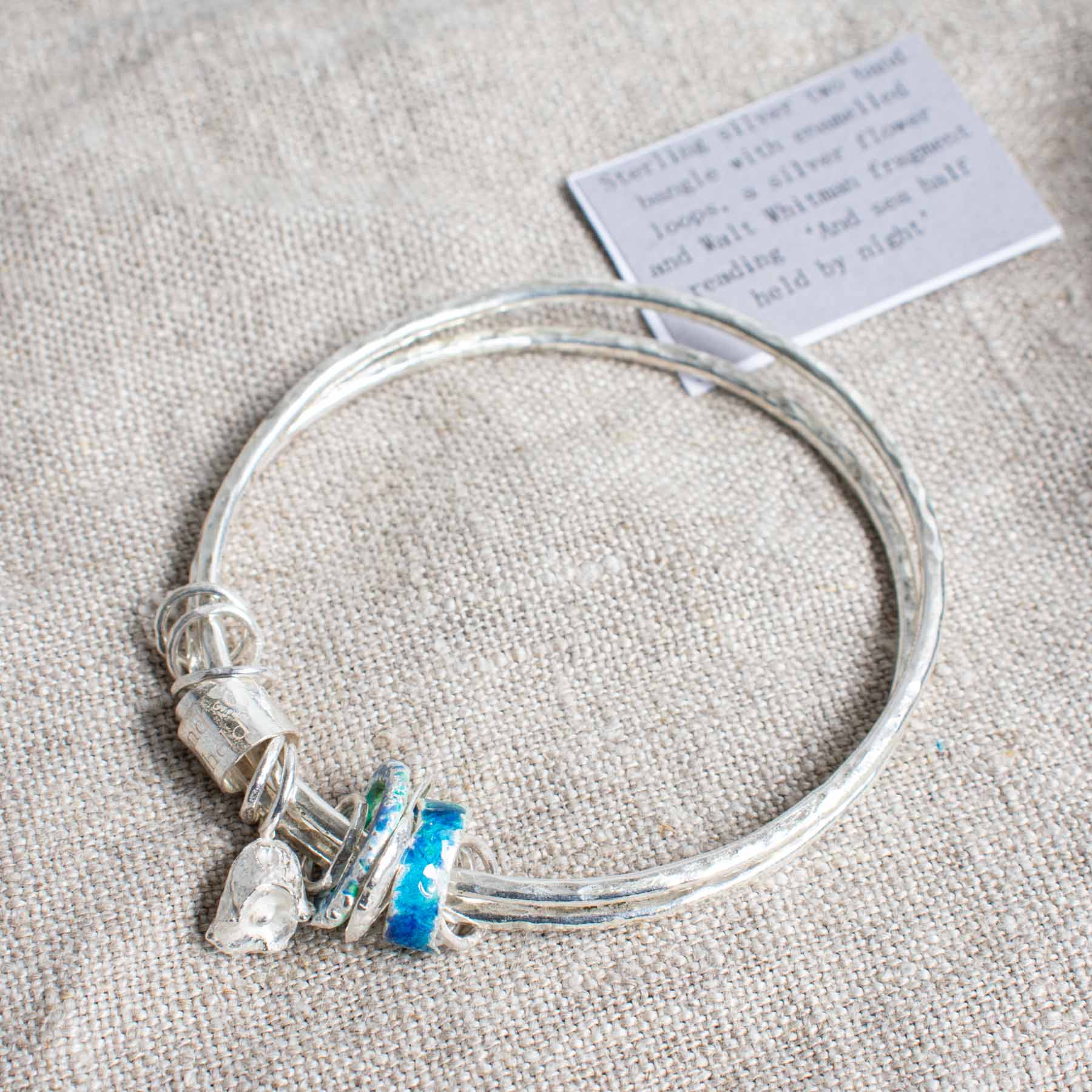 Silver & Enamel "Sea Half Held" Double Bangle - Image 2