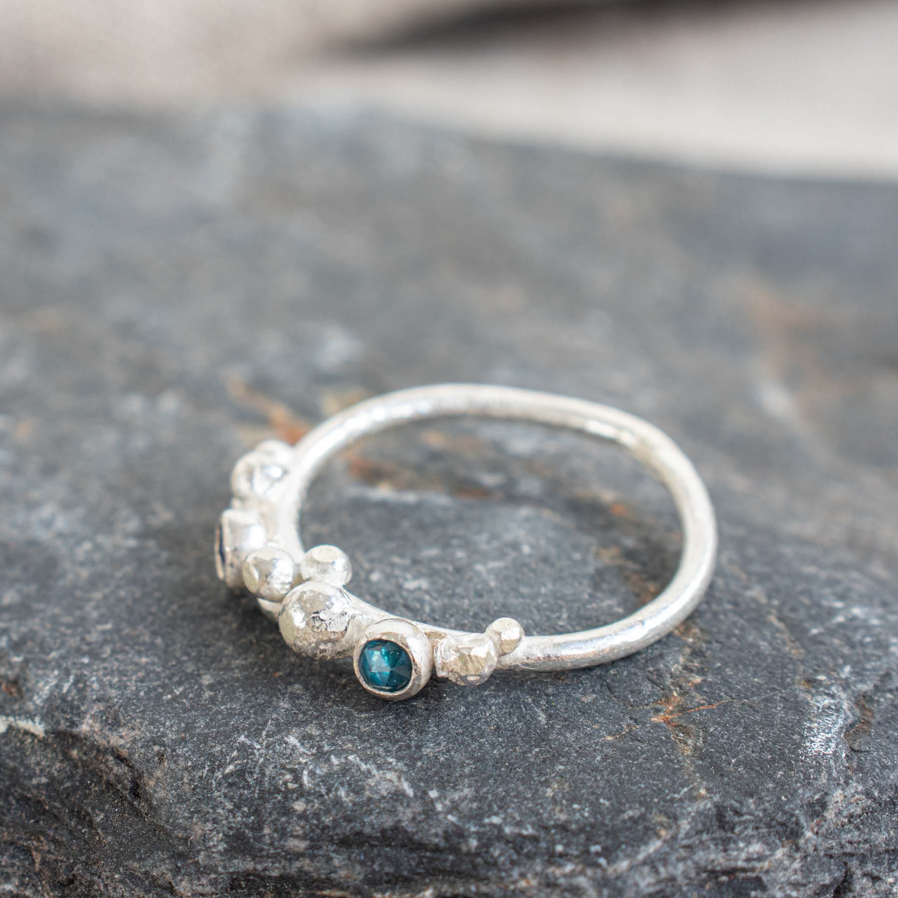 Silver Seafoam Ring with London Blue Topaz and Lolite - Image 4