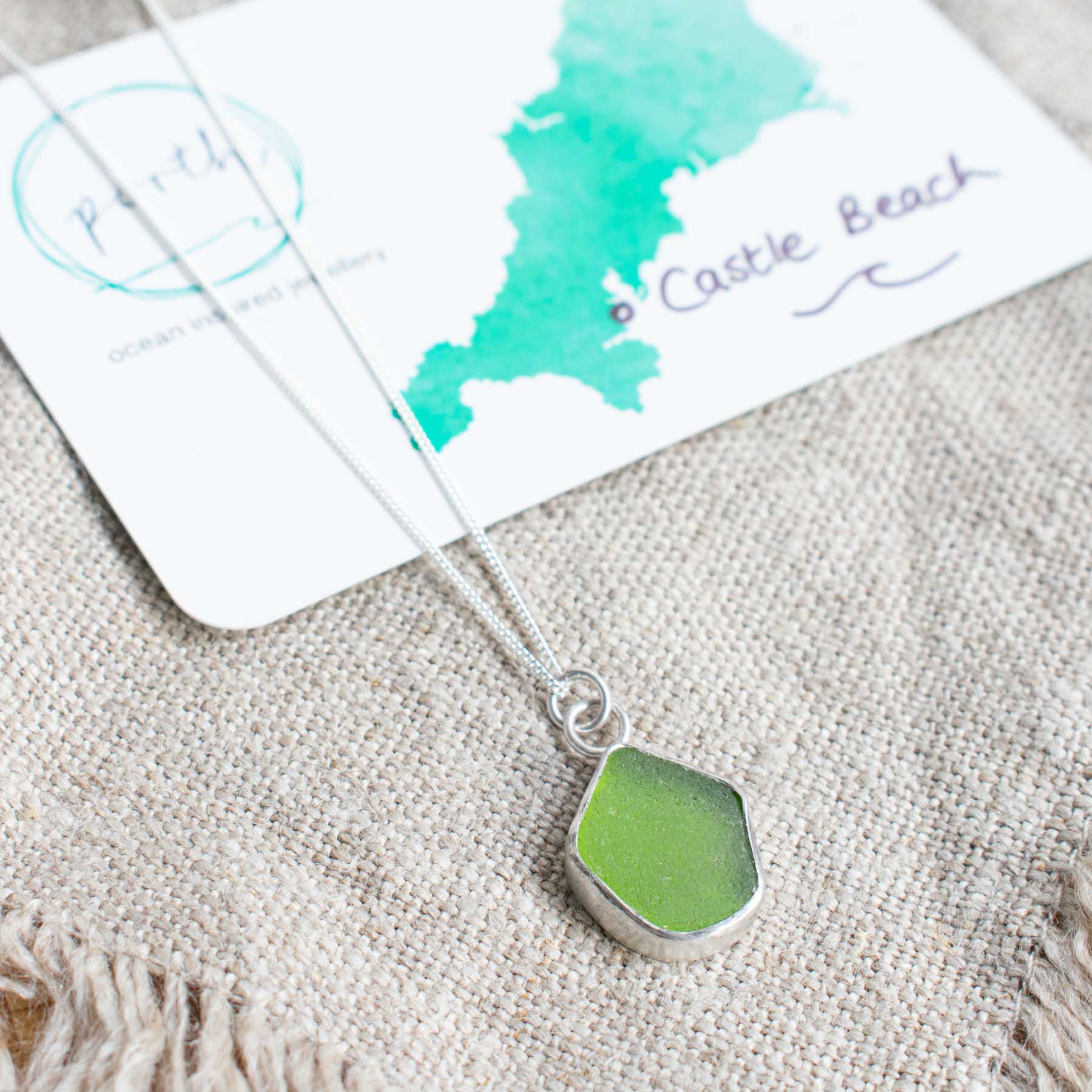 Seaglass Pendant (Green - Castle Beach)