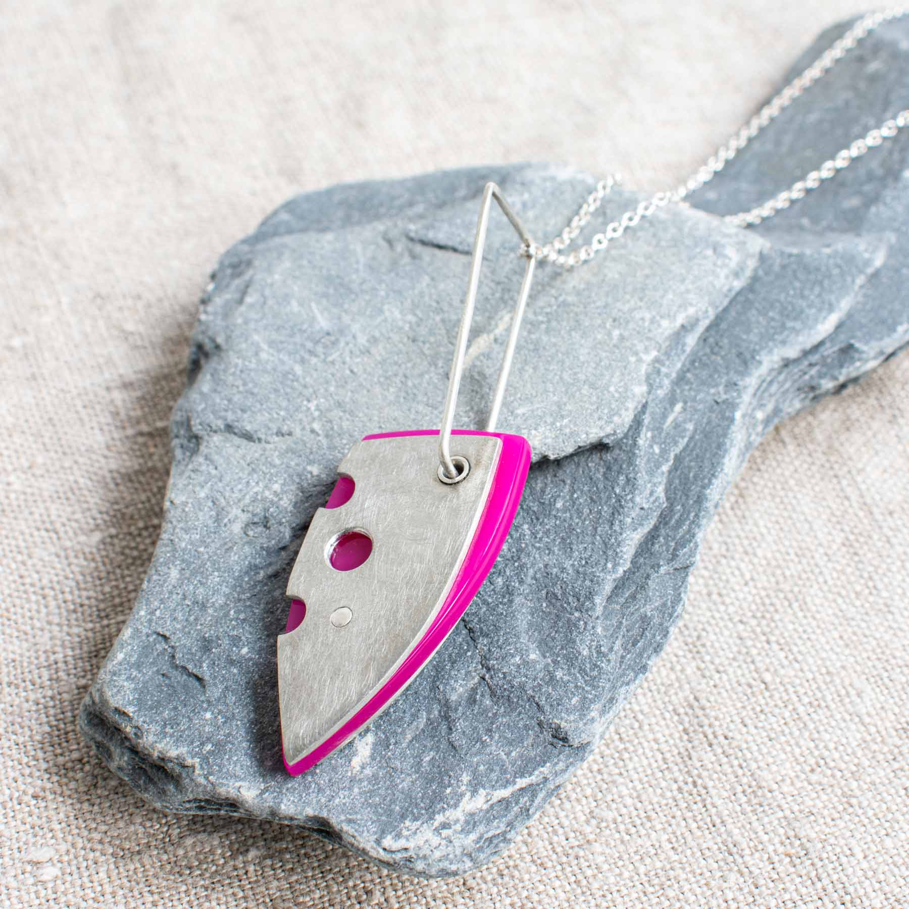 Pink Acrylic and Pewter Pendant