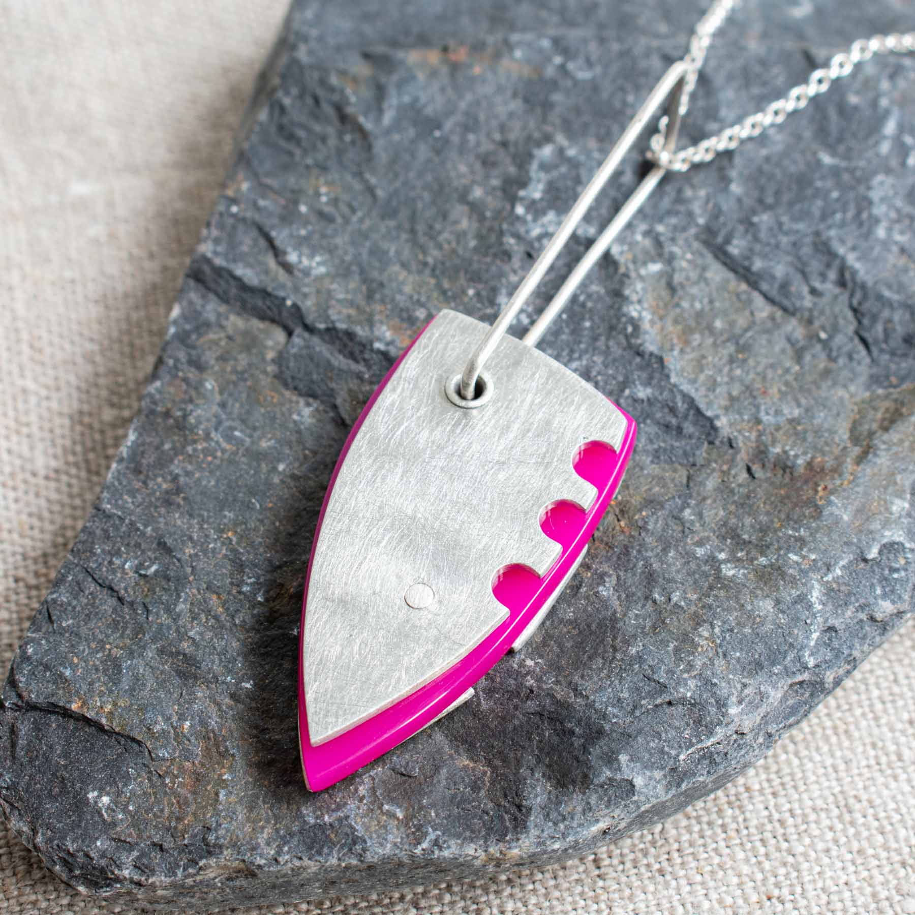 Pink Acrylic and Pewter Pendant - Image 3
