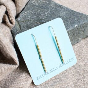 Long Brass & Silver Earrings