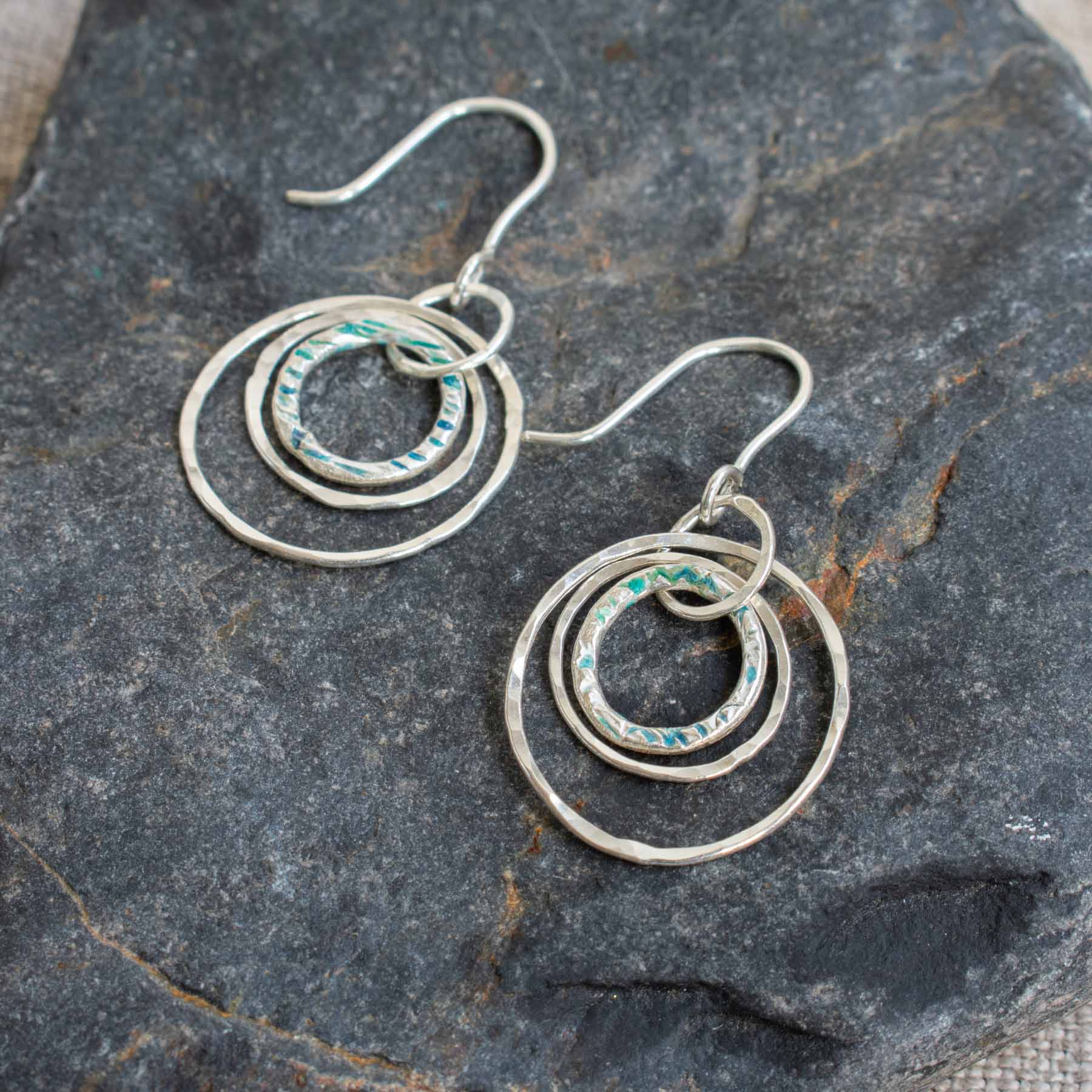 Silver Loop Drop Earrings - Image 2