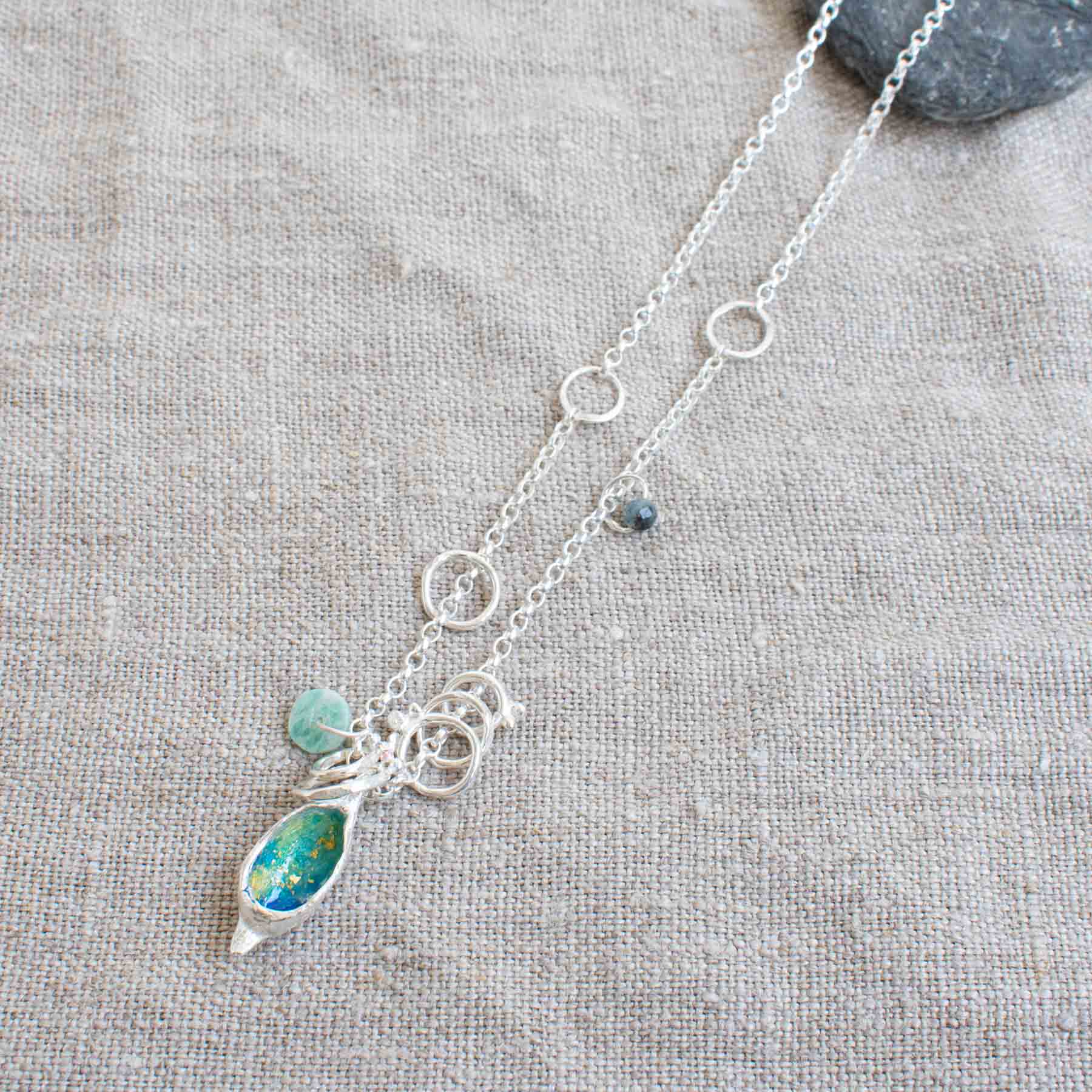 Silver & Enamel Open Pod Necklace - Image 2
