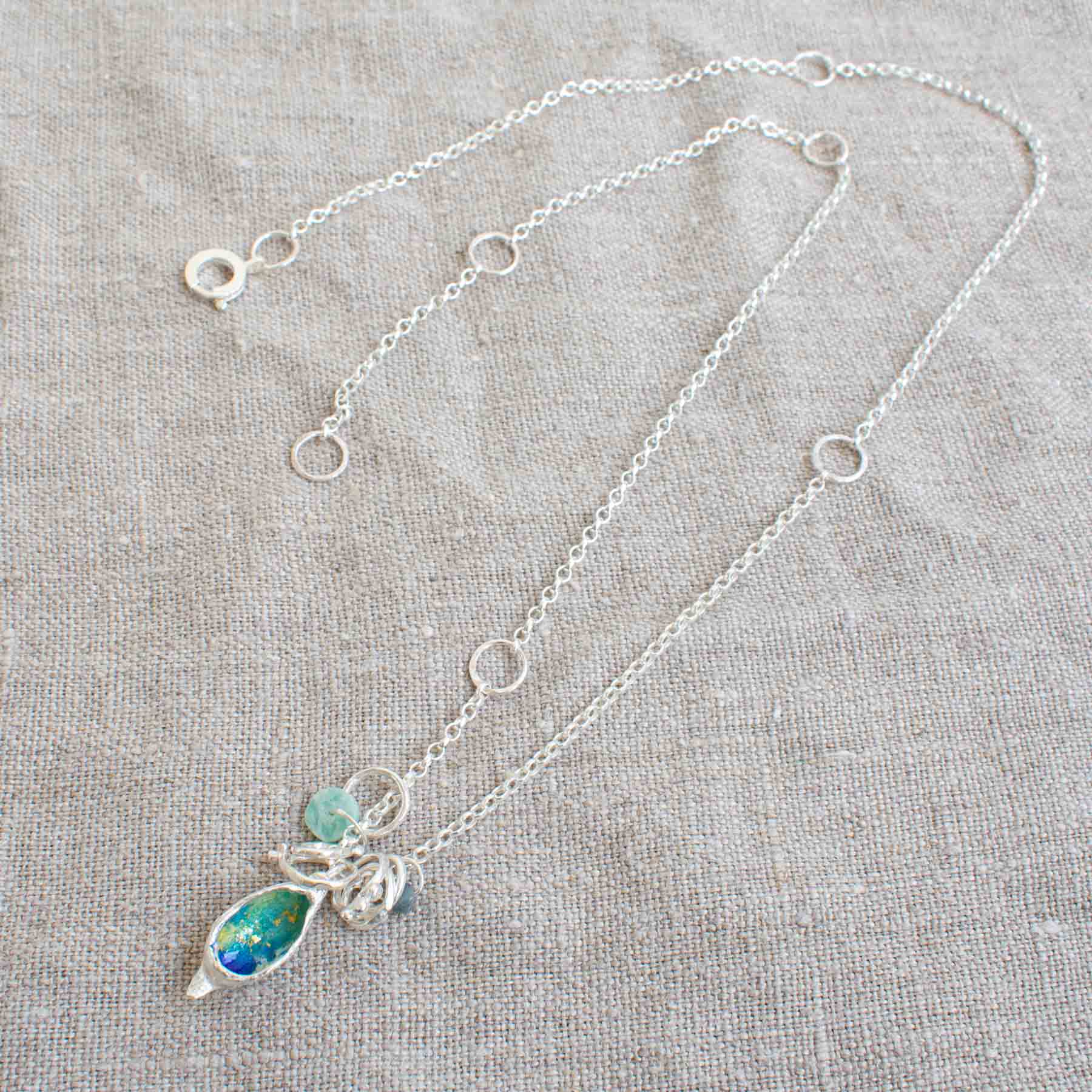 Silver & Enamel Open Pod Necklace - Image 3