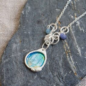 Silver & Blue Enamel Galleon Pendant