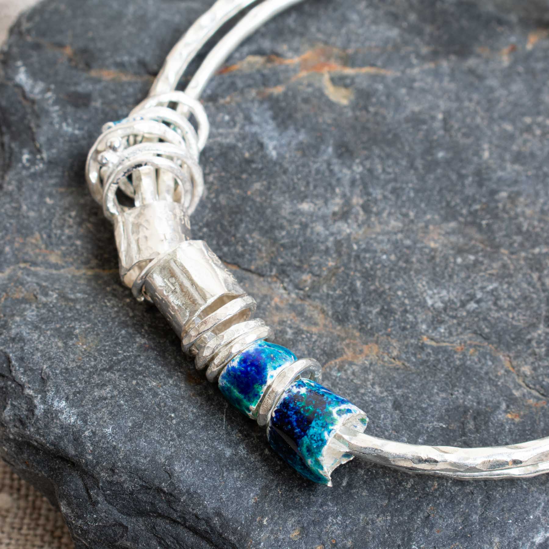 Silver & Enamel "Rich & Strange" Double Bangle