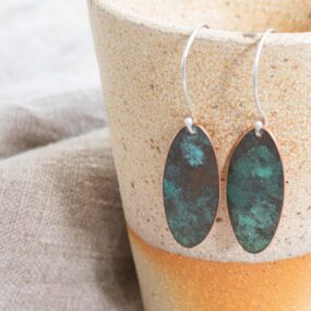 Oval Copper Drop Earrings