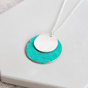 Round Copper Pendant With Silver Disc