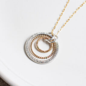 Large Three Circle Silver & Gold Filled Pendant