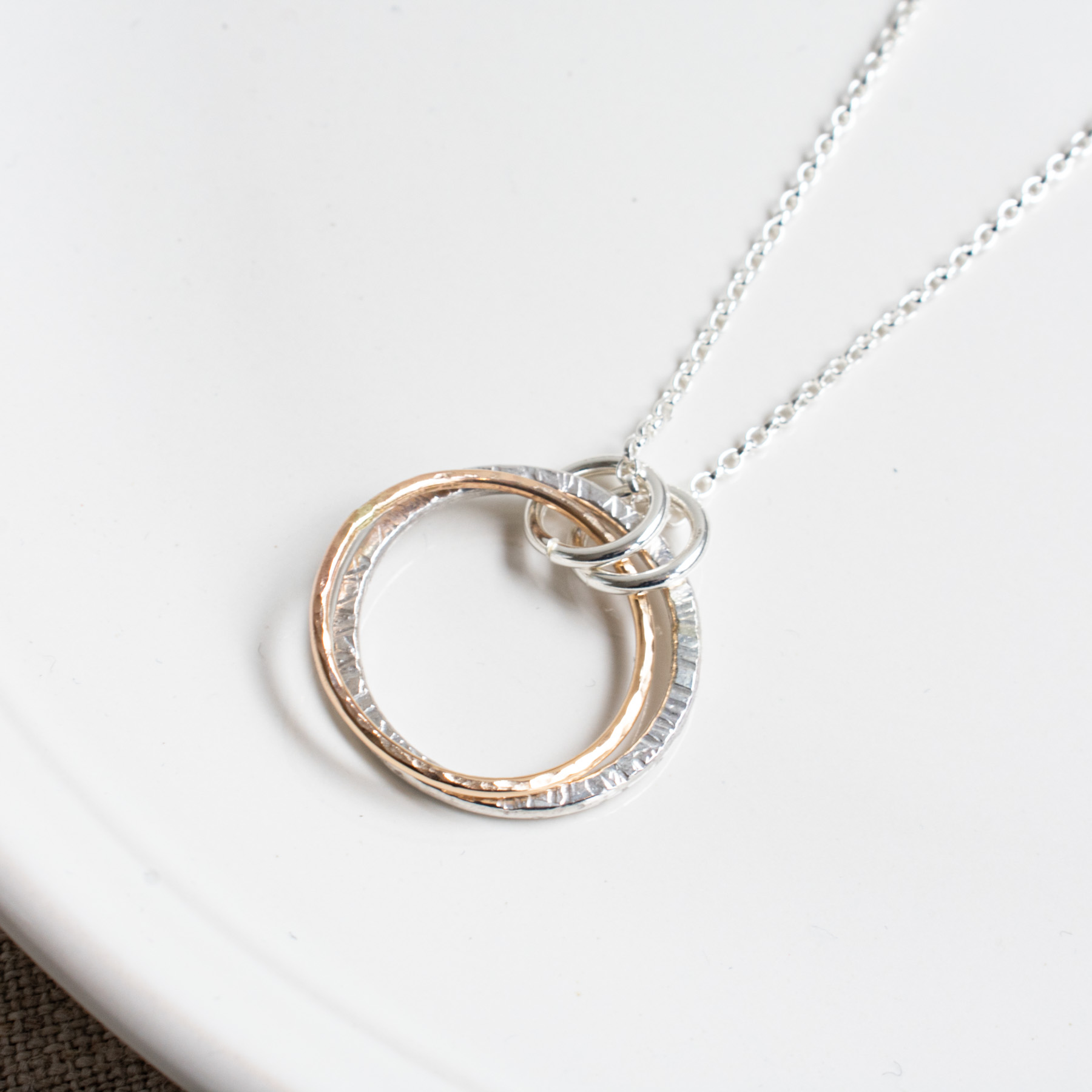 Large Two Circle Silver & Gold Filled Pendant