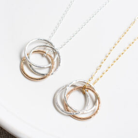 Three Interlocking Circle Silver & Gold Filled Pendant