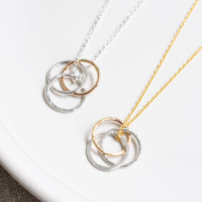 Three Small Interlocking Circle Silver & Gold Filled Pendant